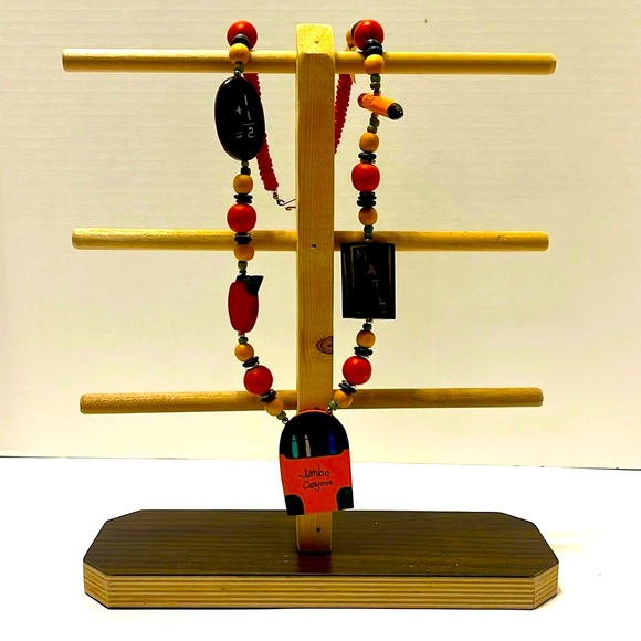 Vintage Chunky Wooden Teacher Necklace 27” Pencil Math Book Jumbo Crayons - Picture 1 of 5